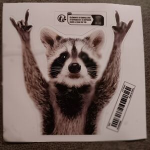 Raccoon Sticker Or Car Decal with Raised Hands